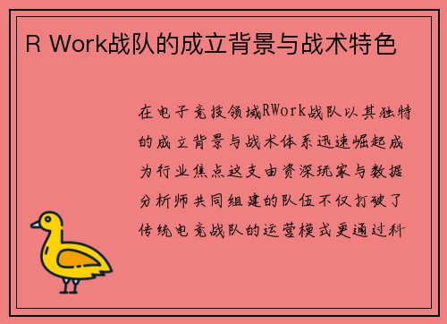 R Work战队的成立背景与战术特色