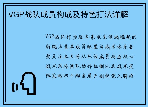VGP战队成员构成及特色打法详解
